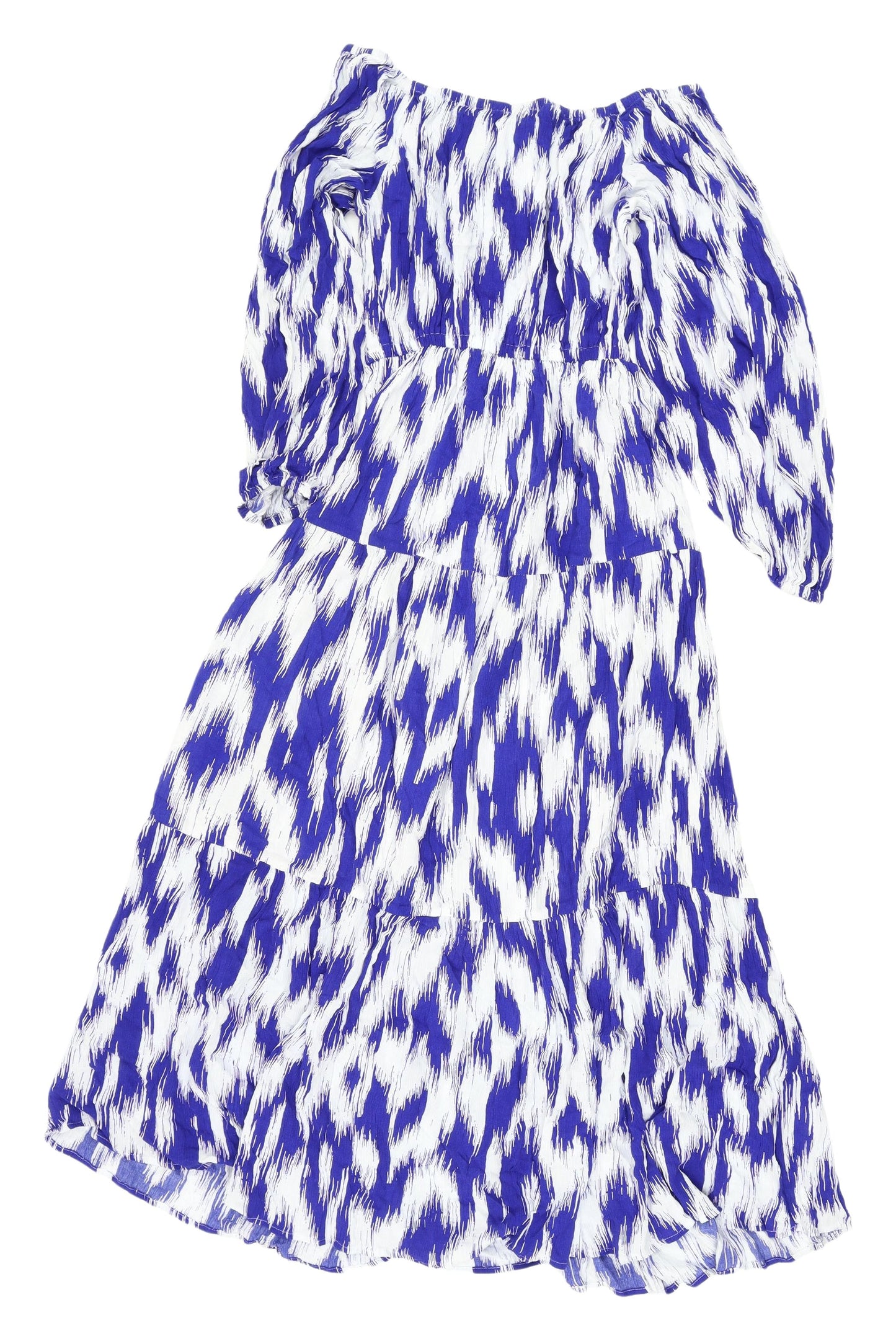 Marks & Spencer Blue Fit & Flare Midi Dress - Size 8