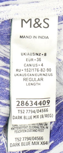 Marks & Spencer Blue Fit & Flare Midi Dress - Size 8