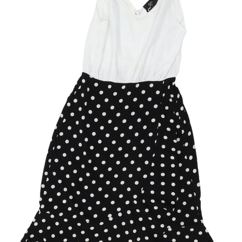 AX Paris Women's Black Polka Dot MIDI Slip Dress, Size 8