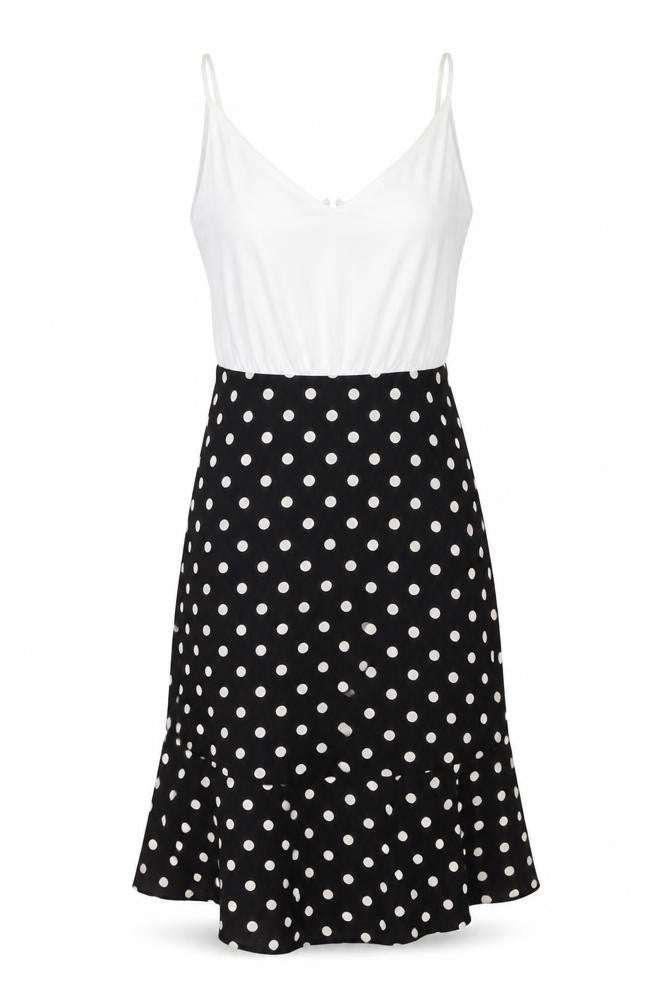 AX Paris Women's Black Polka Dot MIDI Slip Dress, Size 8