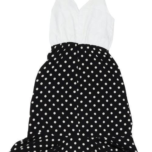 AX Paris Women's Black Polka Dot MIDI Slip Dress, Size 8