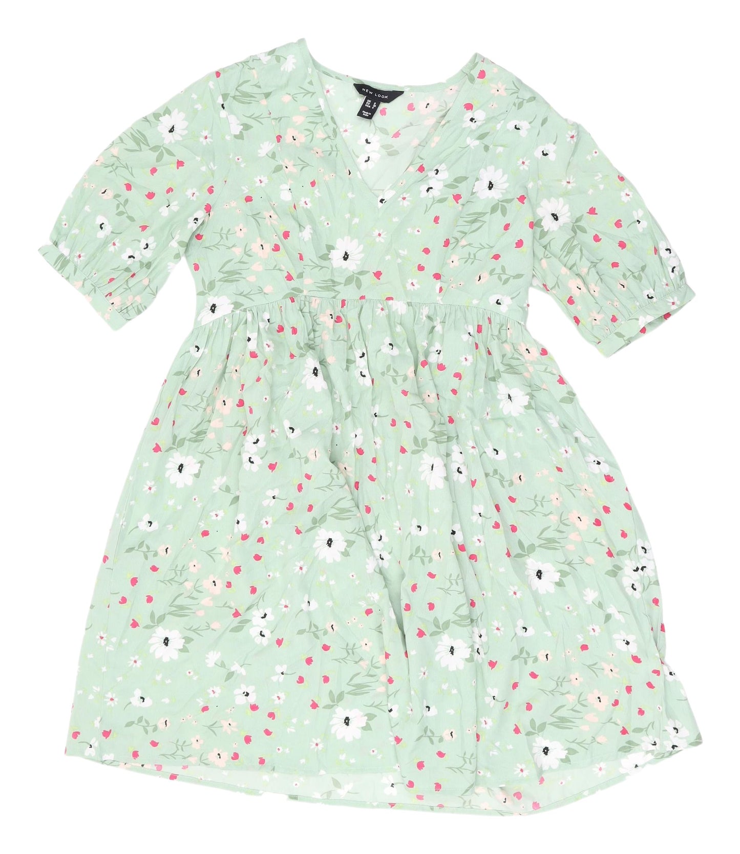 New Look Women's Green Floral Fit & Flare Size 8 Dress