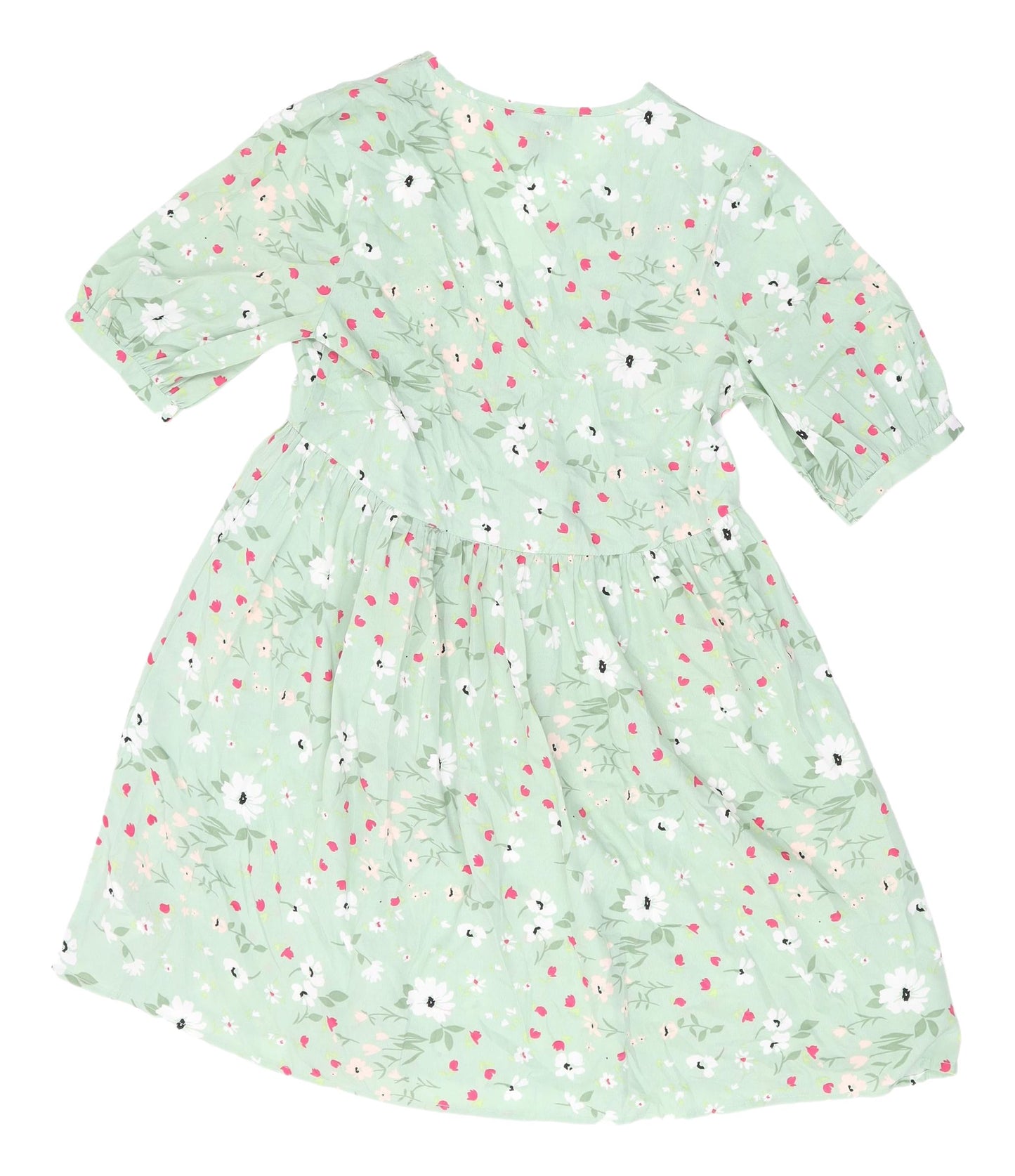 New Look Women's Green Floral Fit & Flare Size 8 Dress