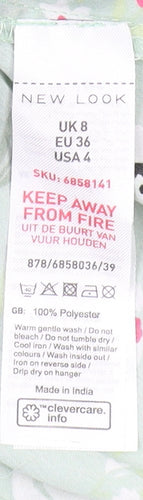 New Look Women's Green Floral Fit & Flare Size 8 Dress