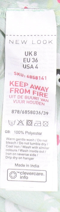 New Look Women's Green Floral Fit & Flare Size 8 Dress