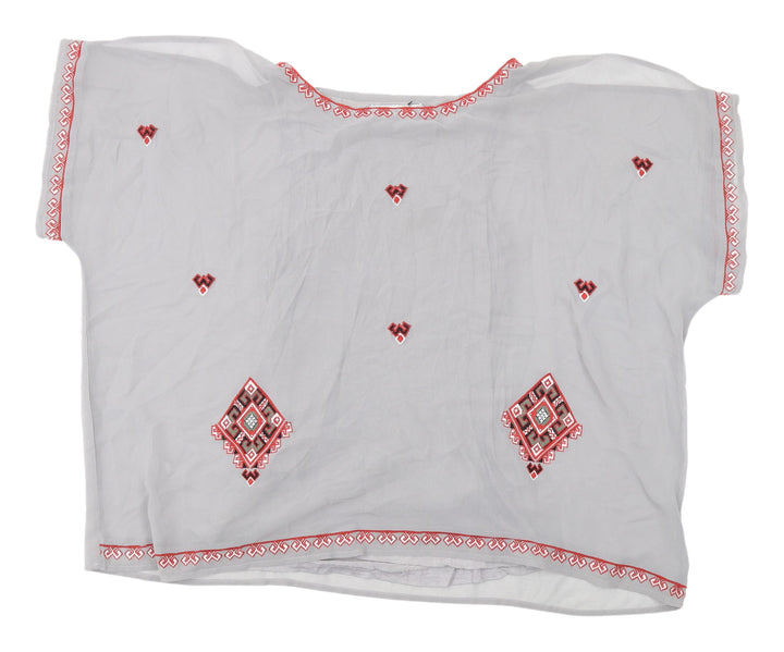 Next Women's White Geometric Blouse UK Size 10 Boat Neck