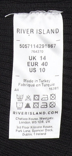 River Island Black Bodycon Dress Women Size 14