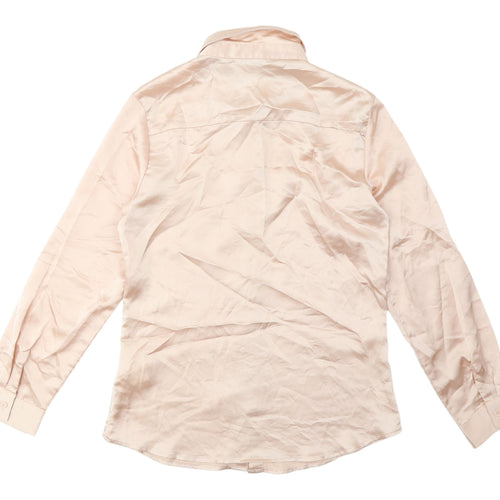 I Saw It First Beige Satin Button-Up Shirt Women