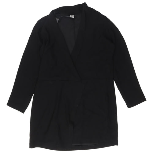 Laura Clem Black Wrap Dress, UK 16, Polyester, Long Sleeve