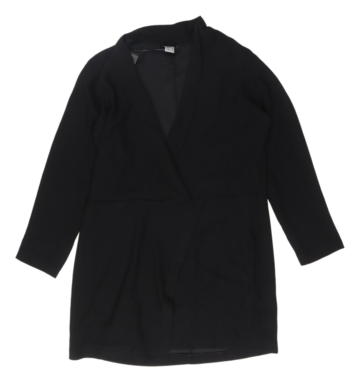 Laura Clem Black Wrap Dress, UK 16, Polyester, Long Sleeve