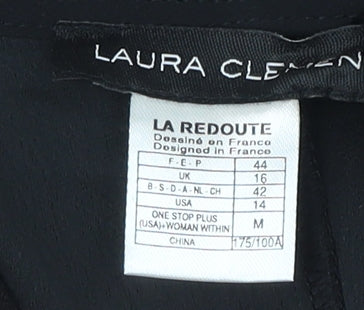 Laura Clem Black Wrap Dress, UK 16, Polyester, Long Sleeve