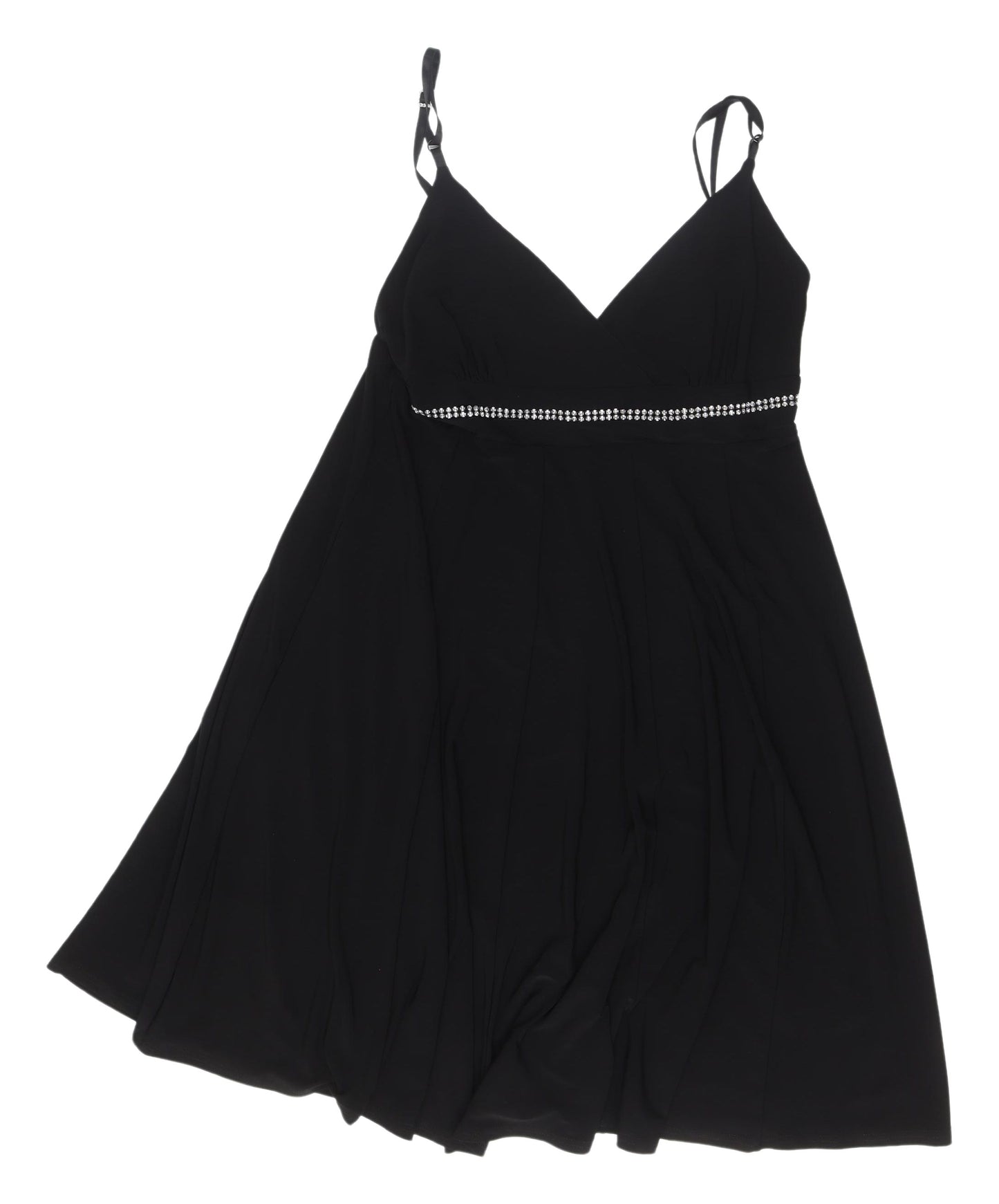 Select Women's Black Rhinestone Fit & Flare Dress, Size 16