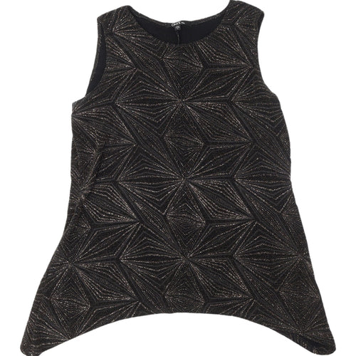 Onyx Nite Women's Black Metallic Geometric Tank, Size 16
