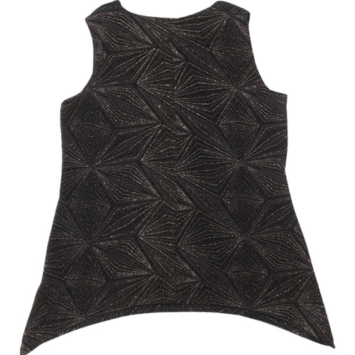 Onyx Nite Women's Black Metallic Geometric Tank, Size 16