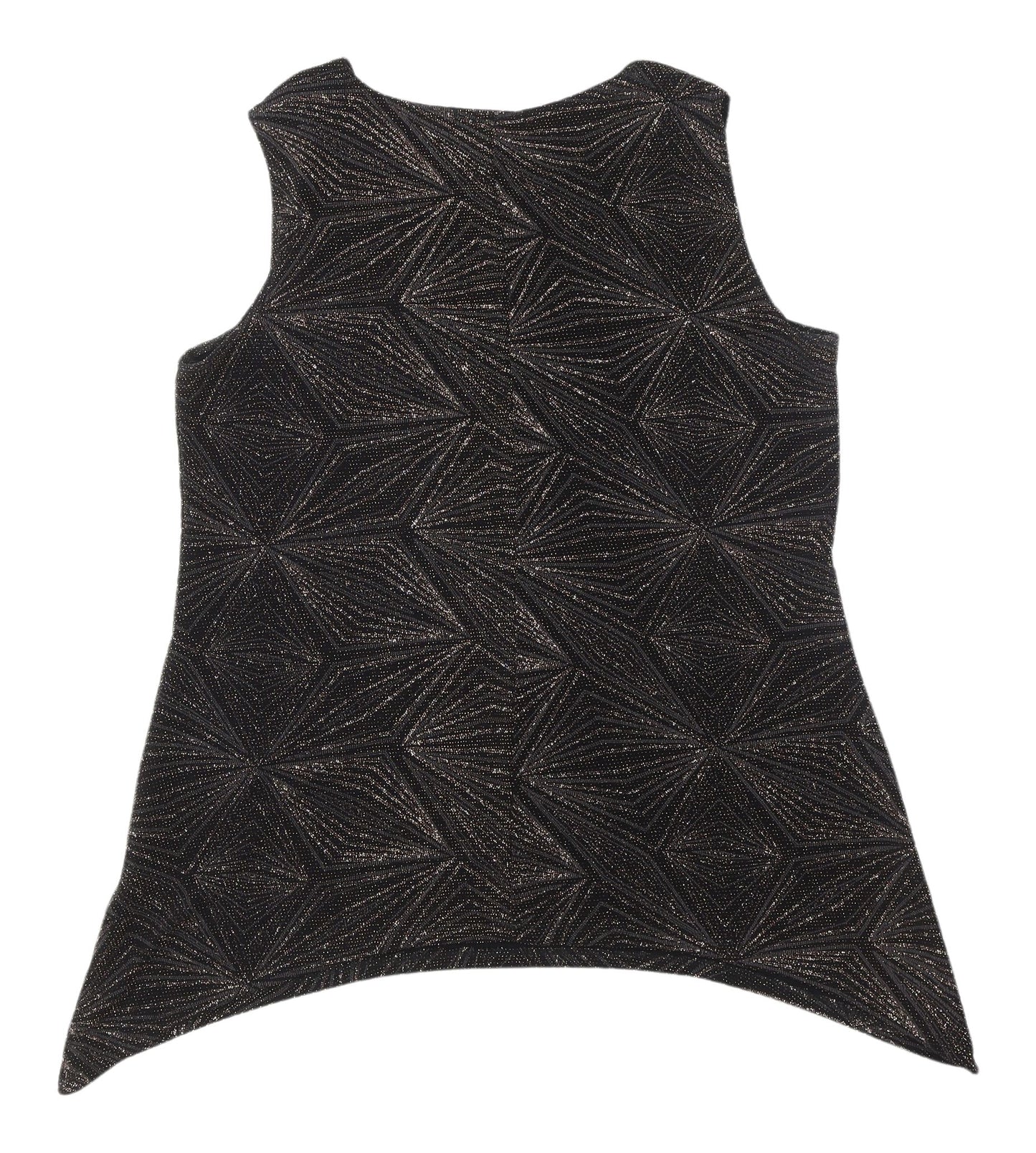 Onyx Nite Women's Black Metallic Geometric Tank, Size 16