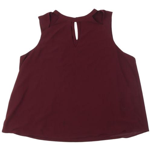 New Look Women's Red High Neck Tunic Blouse Size 16