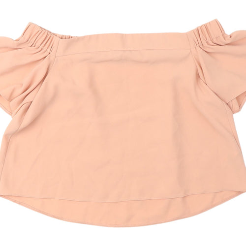 Topshop Women's Beige Off-Shoulder Blouse Size 10