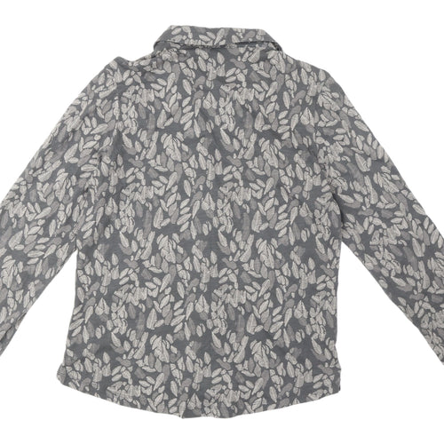 White Stuff Women's Grey Floral Button-Up Shirt Size 10
