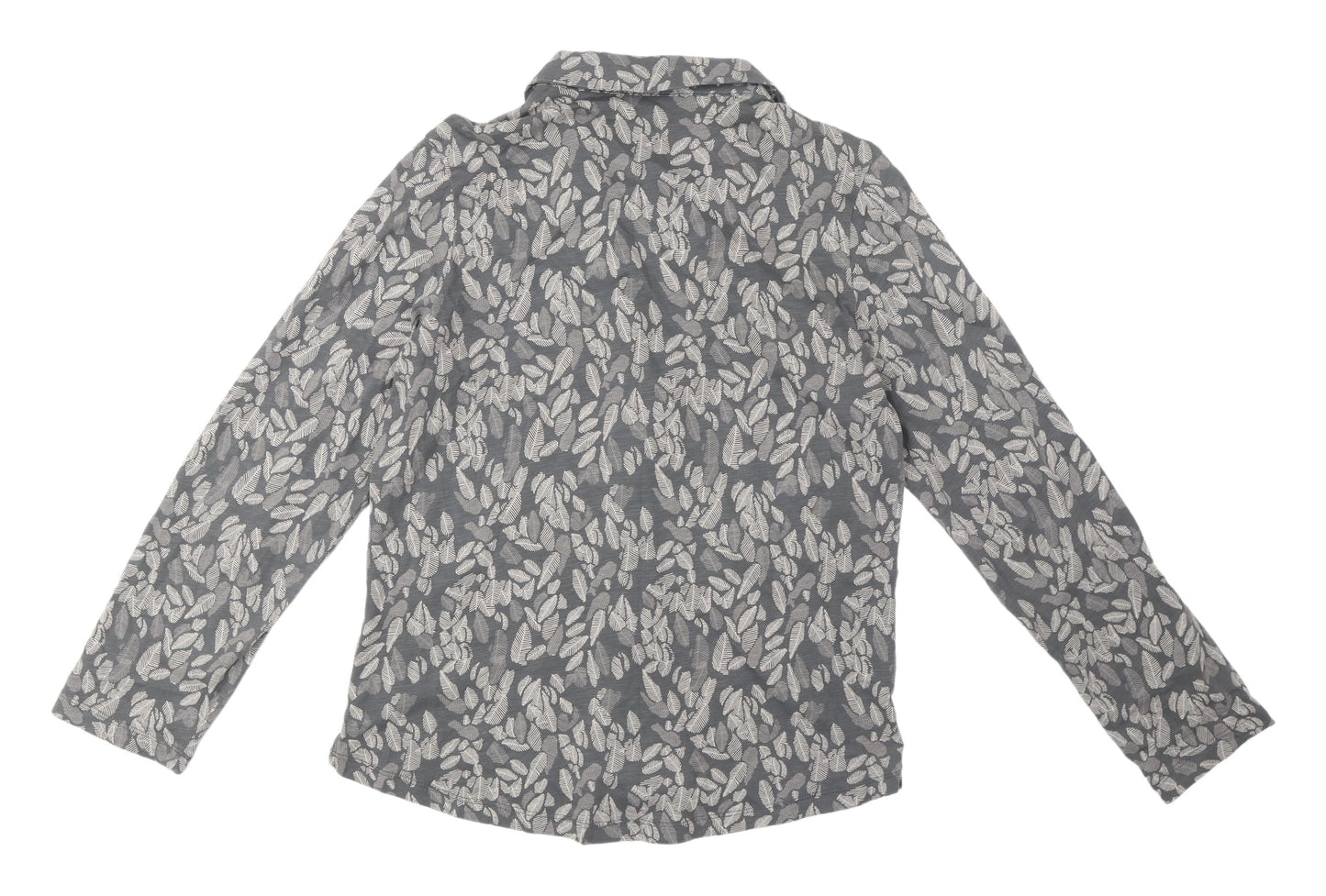 White Stuff Women's Grey Floral Button-Up Shirt Size 10