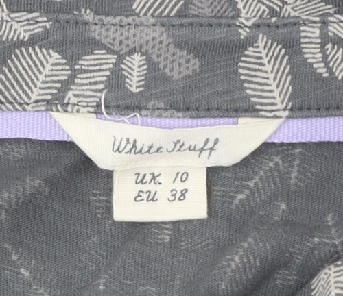 White Stuff Women's Grey Floral Button-Up Shirt Size 10