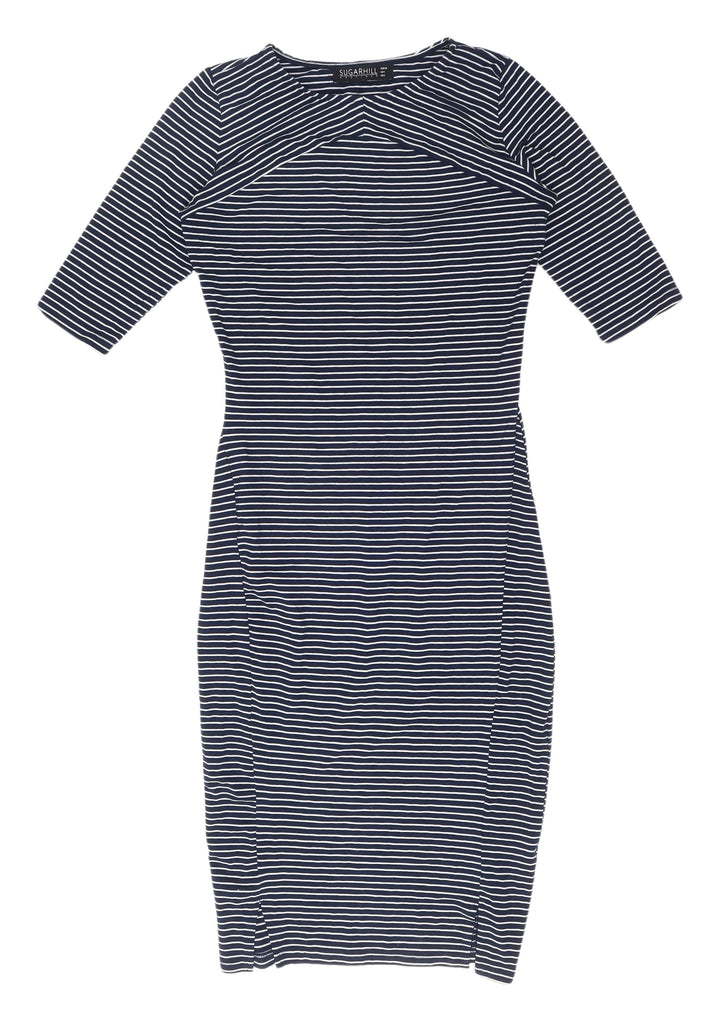 Sugarhill Women Blue Striped Sheath Dress Size 8