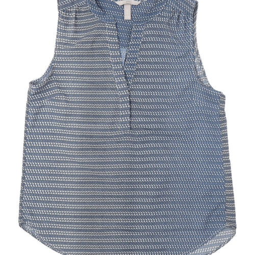 H&M Women's Blue Geometric Sleeveless Blouse Size 6