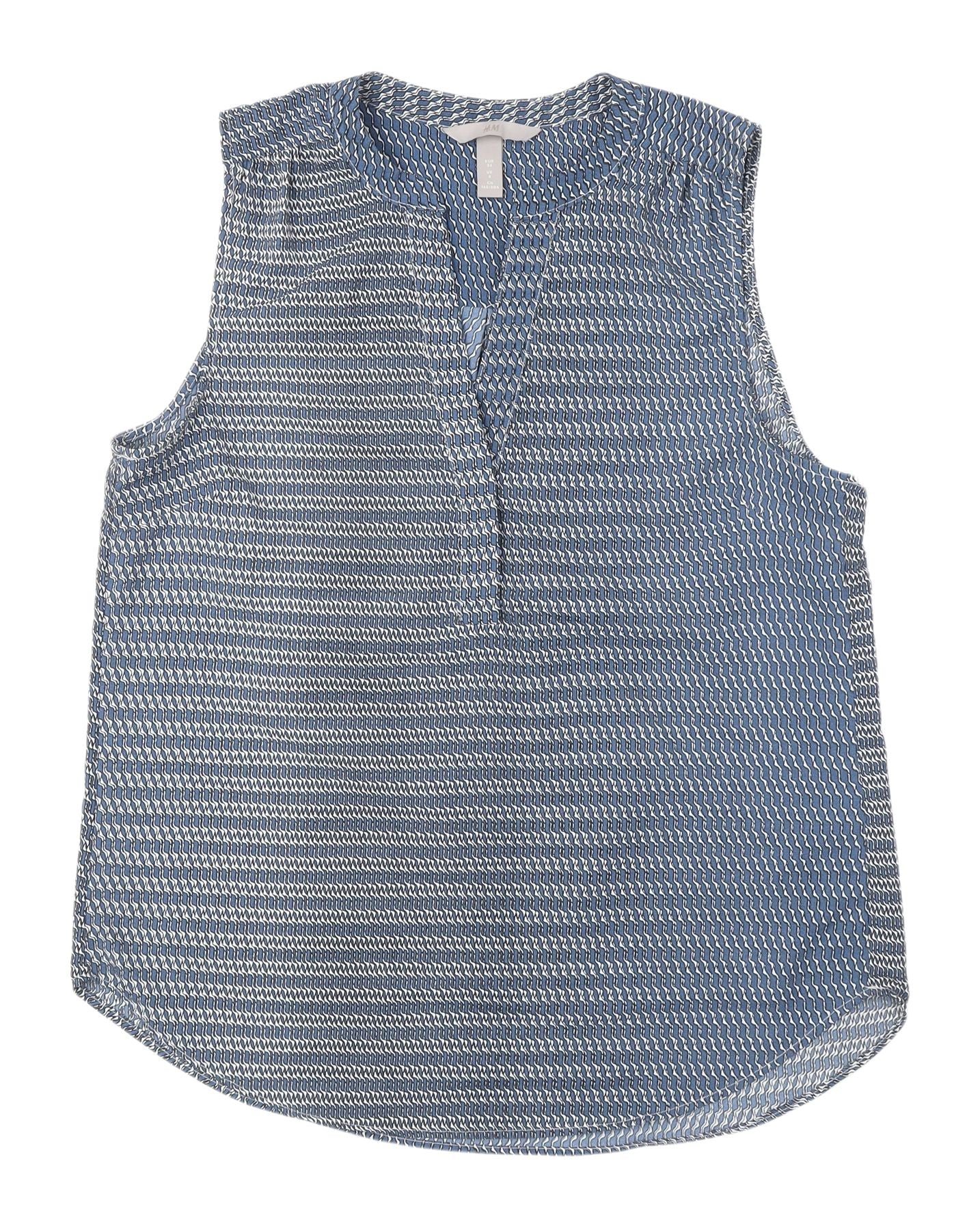 H&M Women's Blue Geometric Sleeveless Blouse Size 6