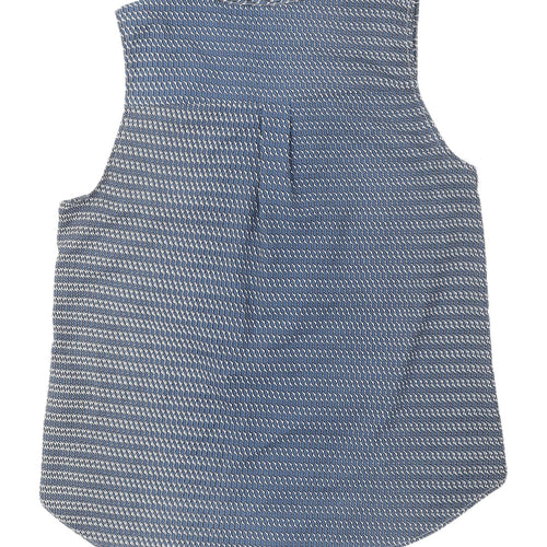 H&M Women's Blue Geometric Sleeveless Blouse Size 6