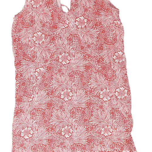 Next Women's Red Floral V-Neck Dress Size 10