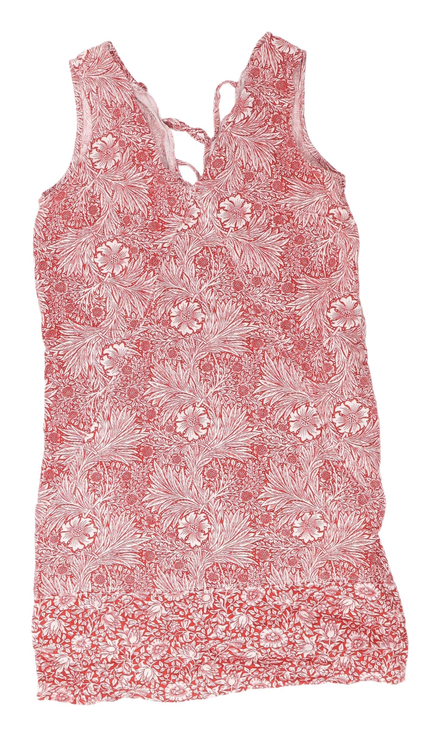 Next Women's Red Floral V-Neck Dress Size 10