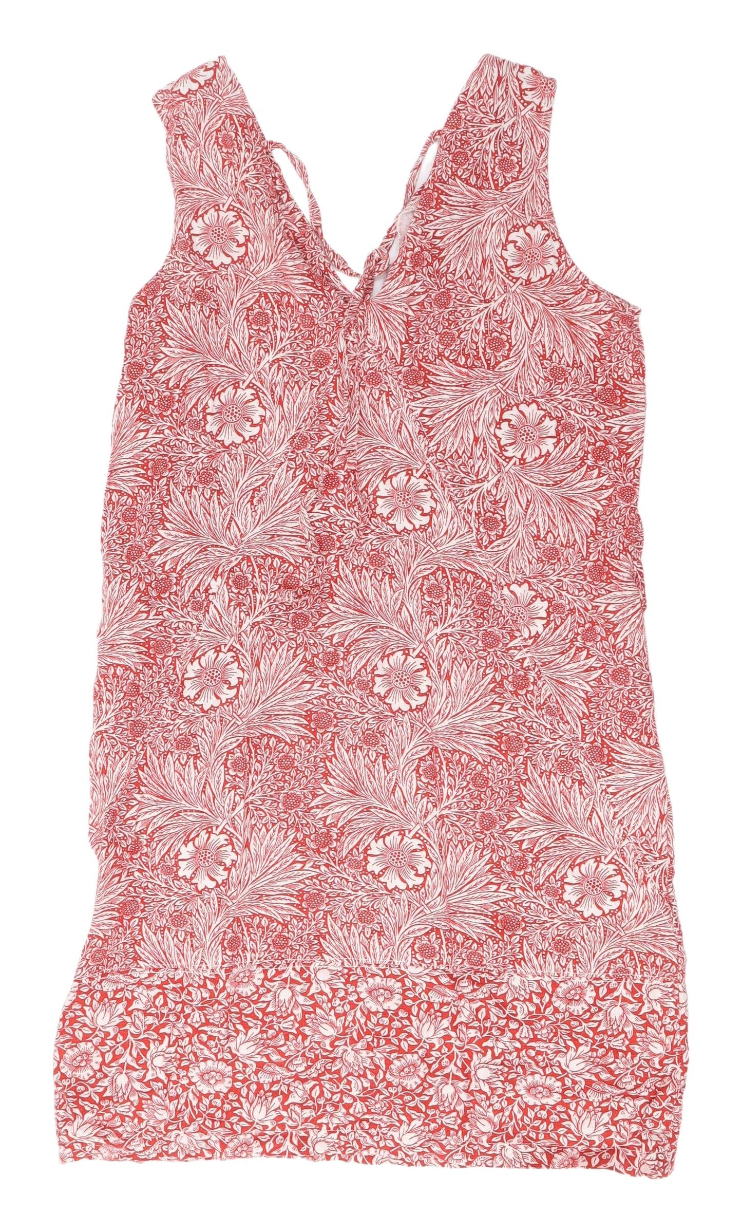 Next Women's Red Floral V-Neck Dress Size 10