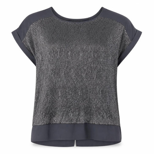 Front view of Oasis Women's Grey XL Blouse Short Sleeve Crew Neck