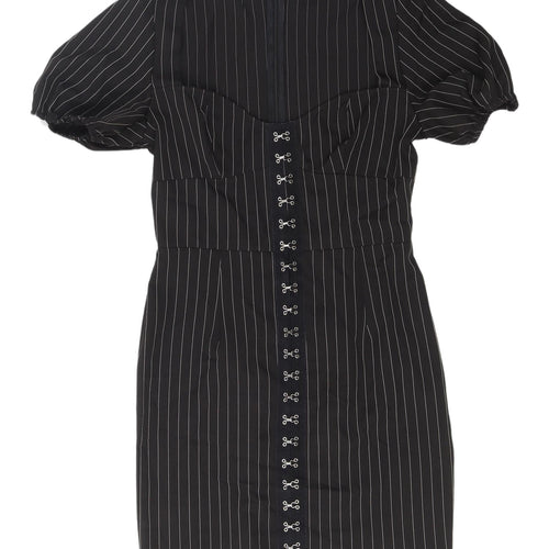 PrettyLittleThing Women's Black Striped Sheath Dress Size 10