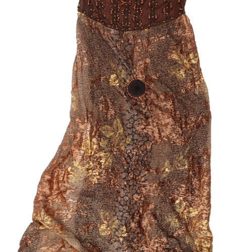 Jora Collection Women's Brown Silk Maxi Dress XL