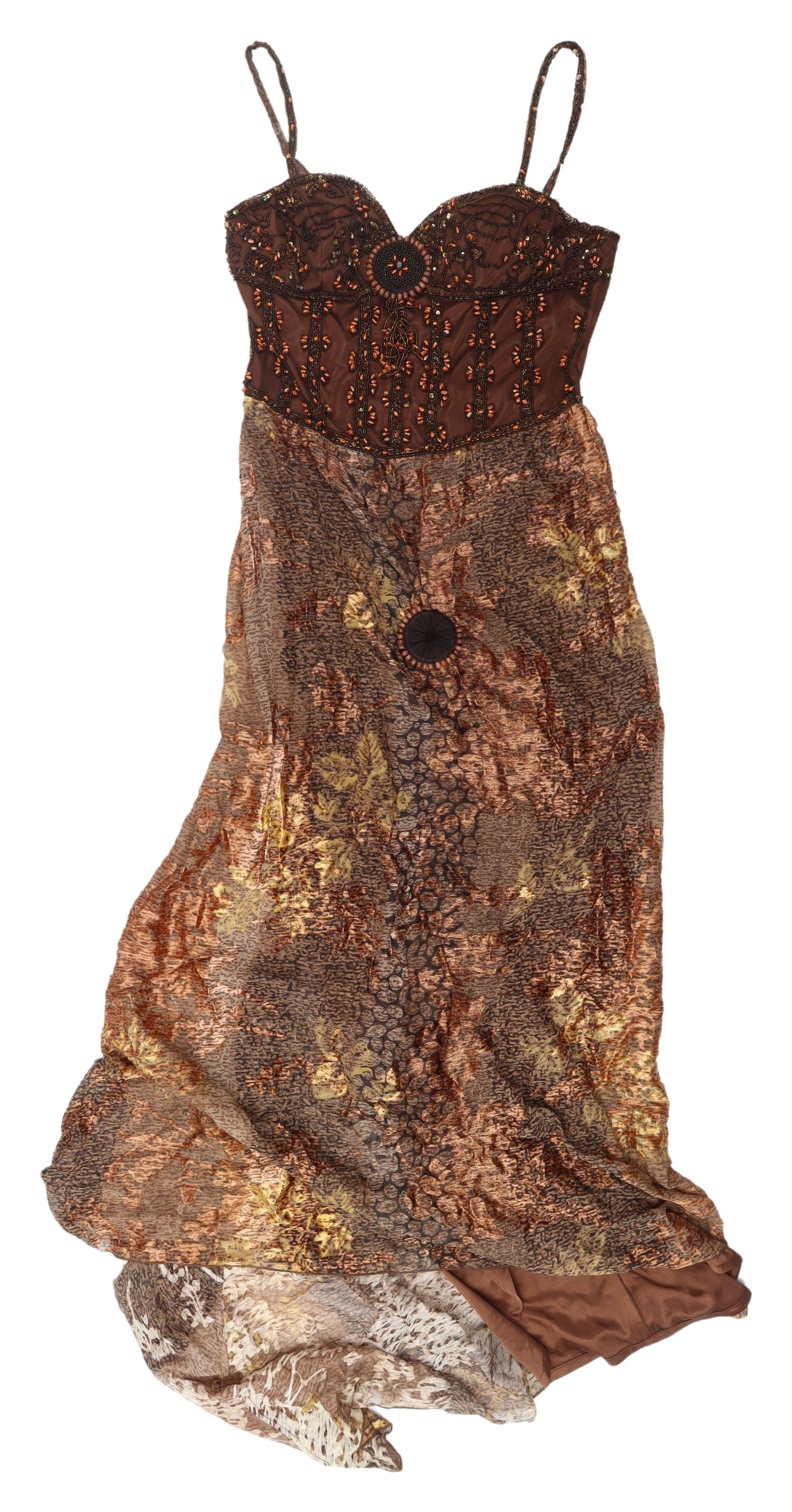Jora Collection Women's Brown Silk Maxi Dress XL