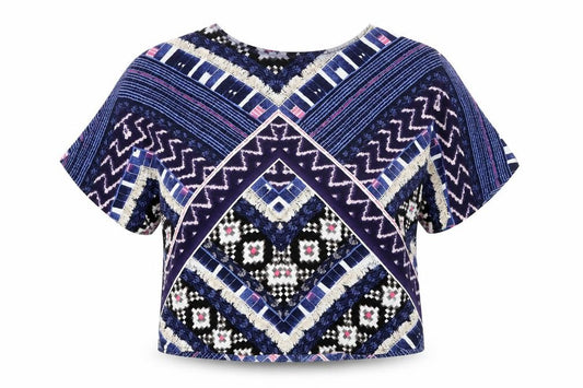 Front view of Warehouse Women's Geometric Blouse, size 12, Multicoloured