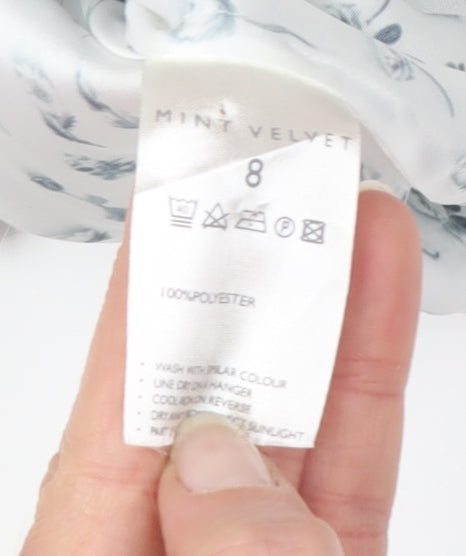 Mint Velvet Women's Black Floral Cropped Blouse Size 8