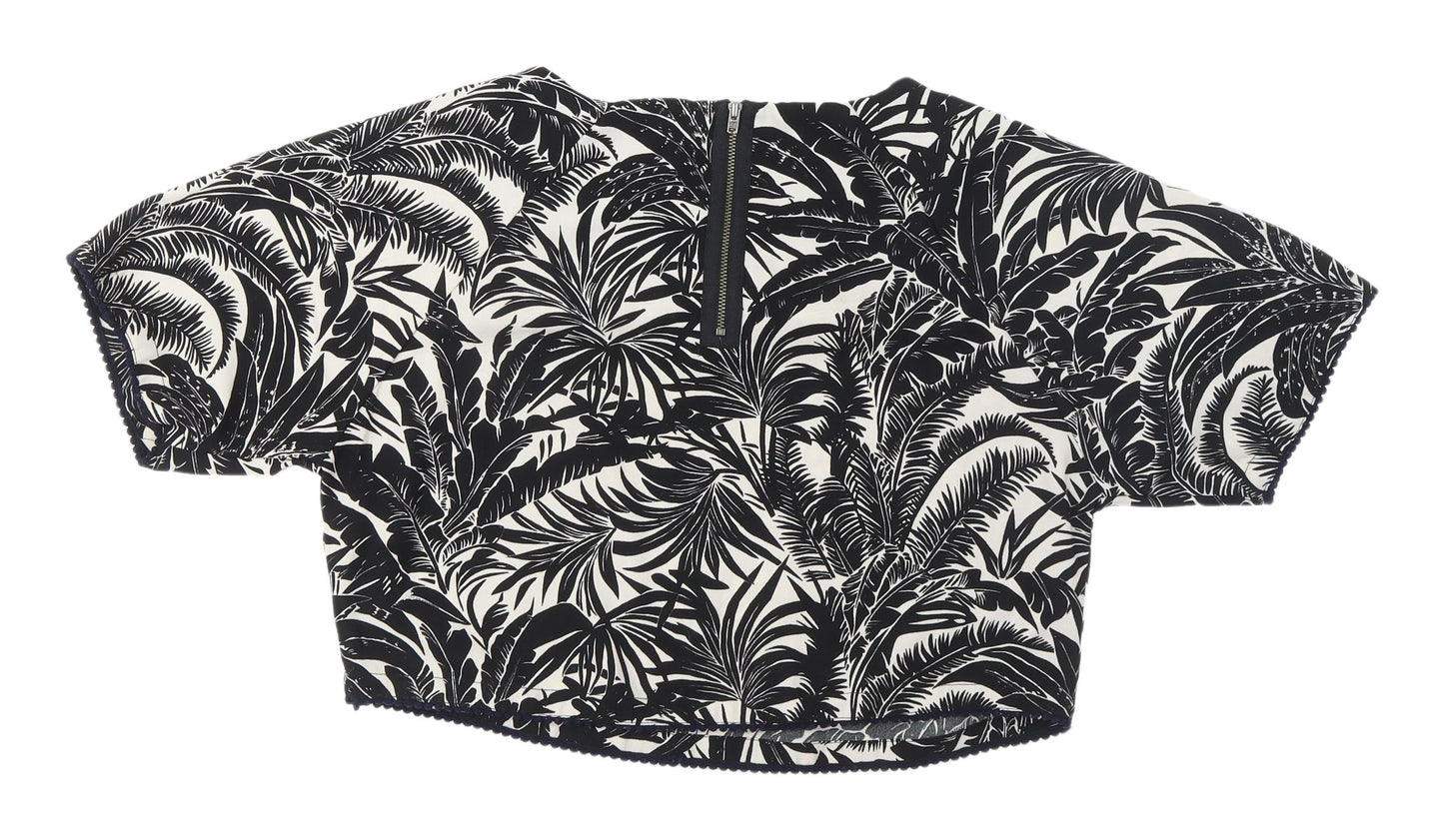 Topshop Women's Black Cropped Blouse Size 8