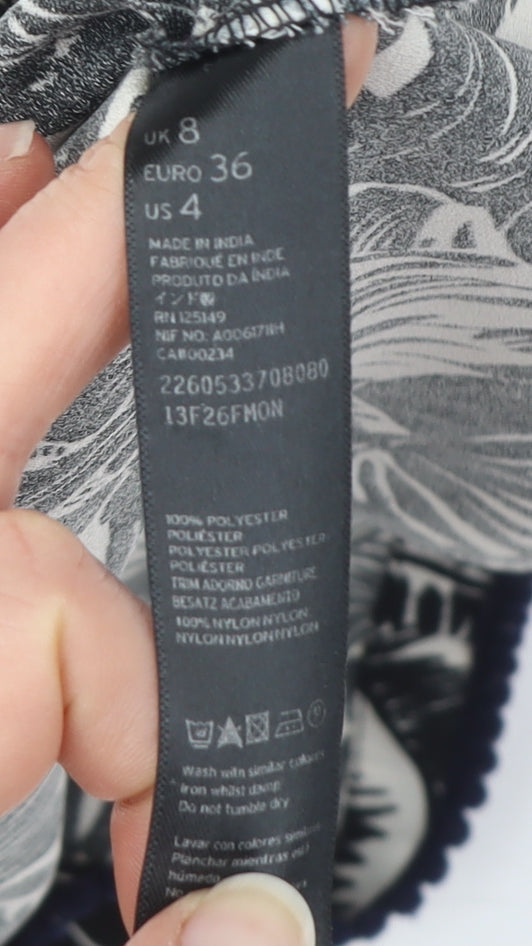 Topshop Women's Black Cropped Blouse Size 8