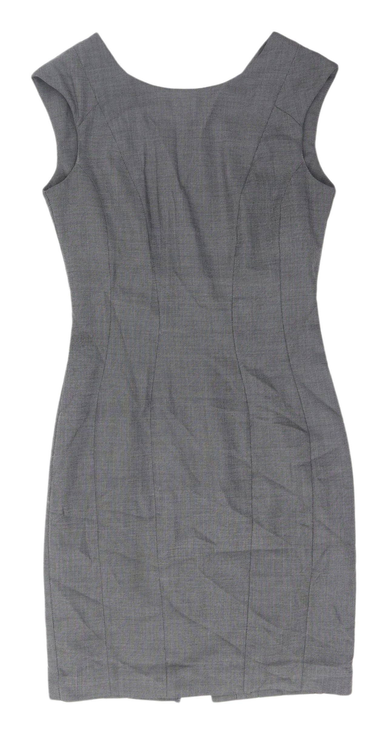 H&M Women's Grey Sheath Dress - Size 6, Sleeveless