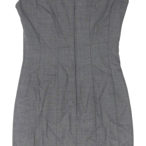 H&M Women's Grey Sheath Dress - Size 6, Sleeveless
