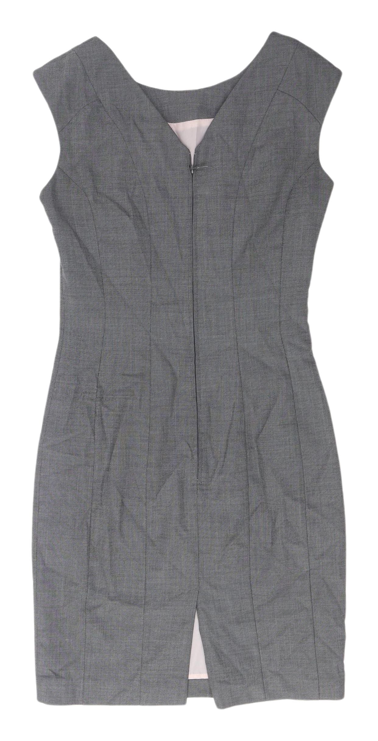 H&M Women's Grey Sheath Dress - Size 6, Sleeveless