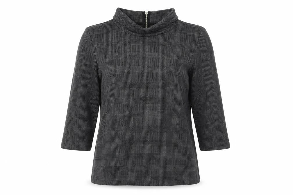 Front view of Next Women's Grey Mock Neck Blouse, size 14