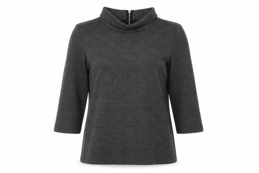 Front view of Next Women's Grey Mock Neck Blouse, size 14