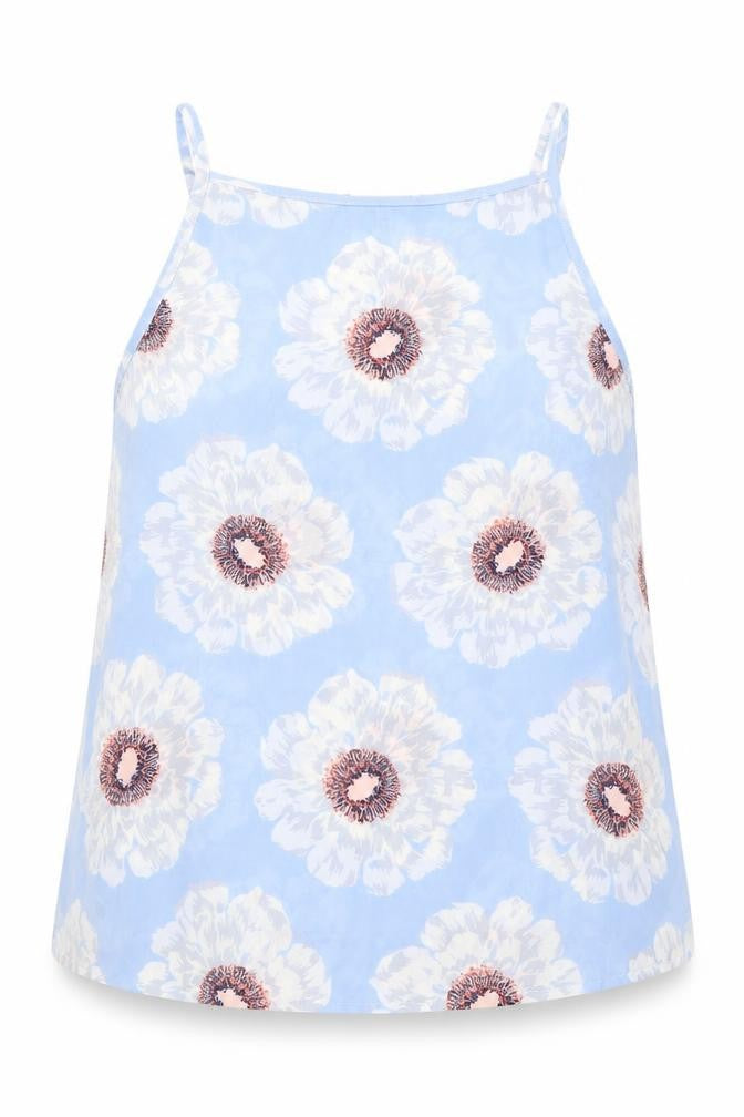 Front view of Warehouse Women's Blue Floral Camisole Tank Top 12
