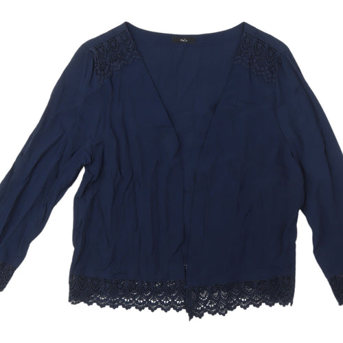 M&Co Women's Blue Crochet Kimono Blouse Size 12