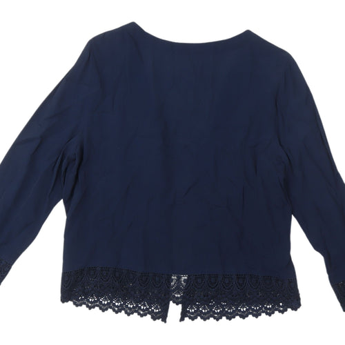 M&Co Women's Blue Crochet Kimono Blouse Size 12