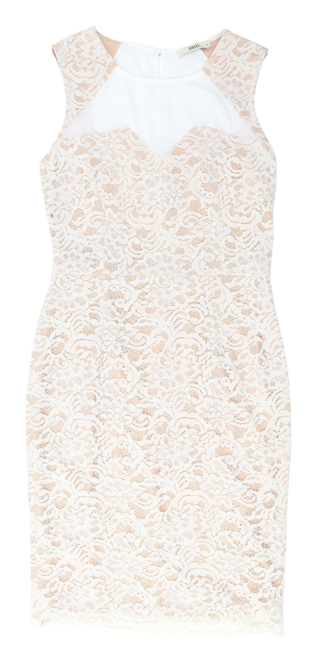 Oasis Ivory Lace Sheath Dress - Women, Size 12