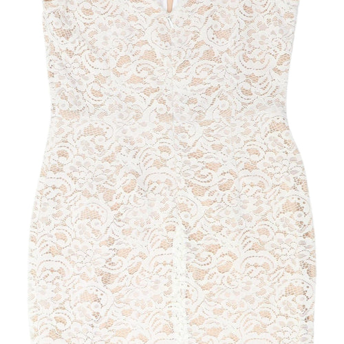 Oasis Ivory Lace Sheath Dress - Women, Size 12