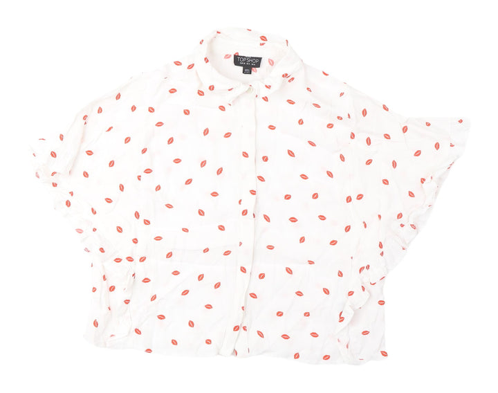 Topshop Women’s White Blouse UK 8 with Button Accents